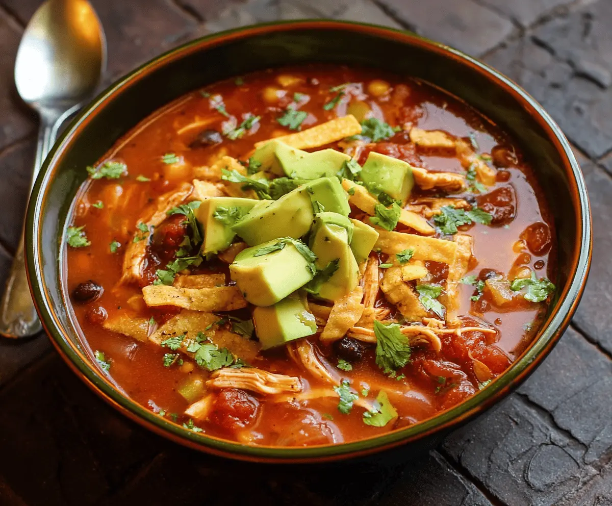 Authentic Chicken Tortilla Soup: Spicy Mexican Flavors & Toppings